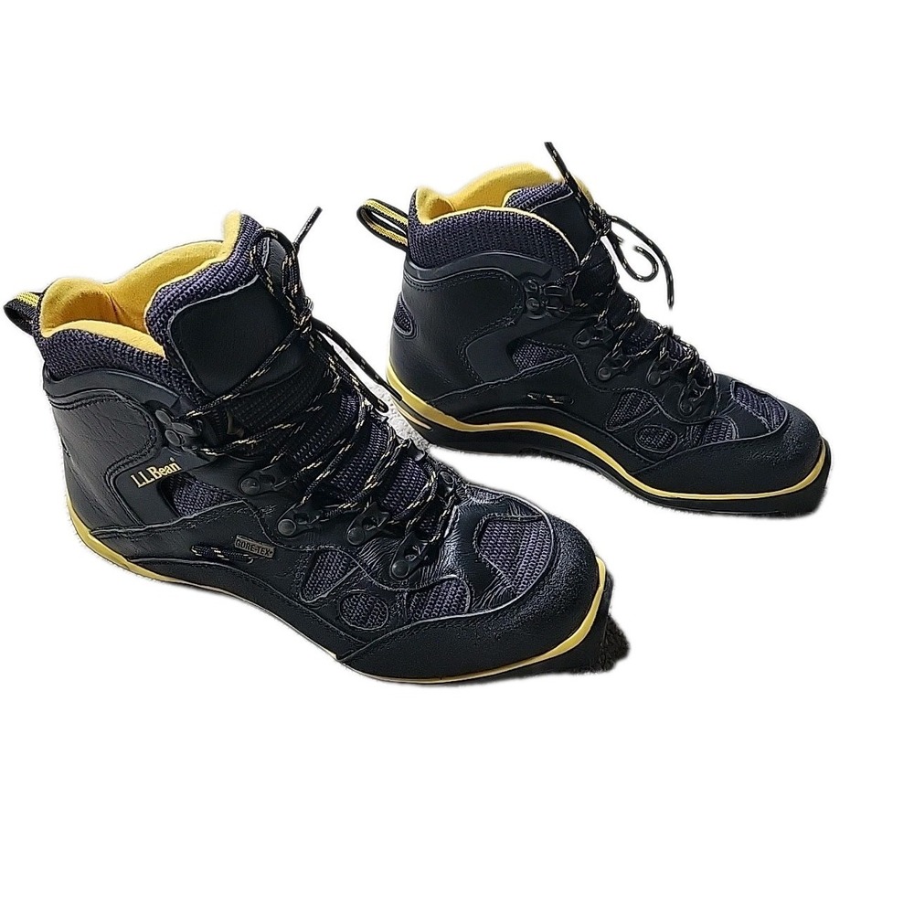 LL Bean Woman's Black and Yellow Leather‎ Ski Shoes US Size